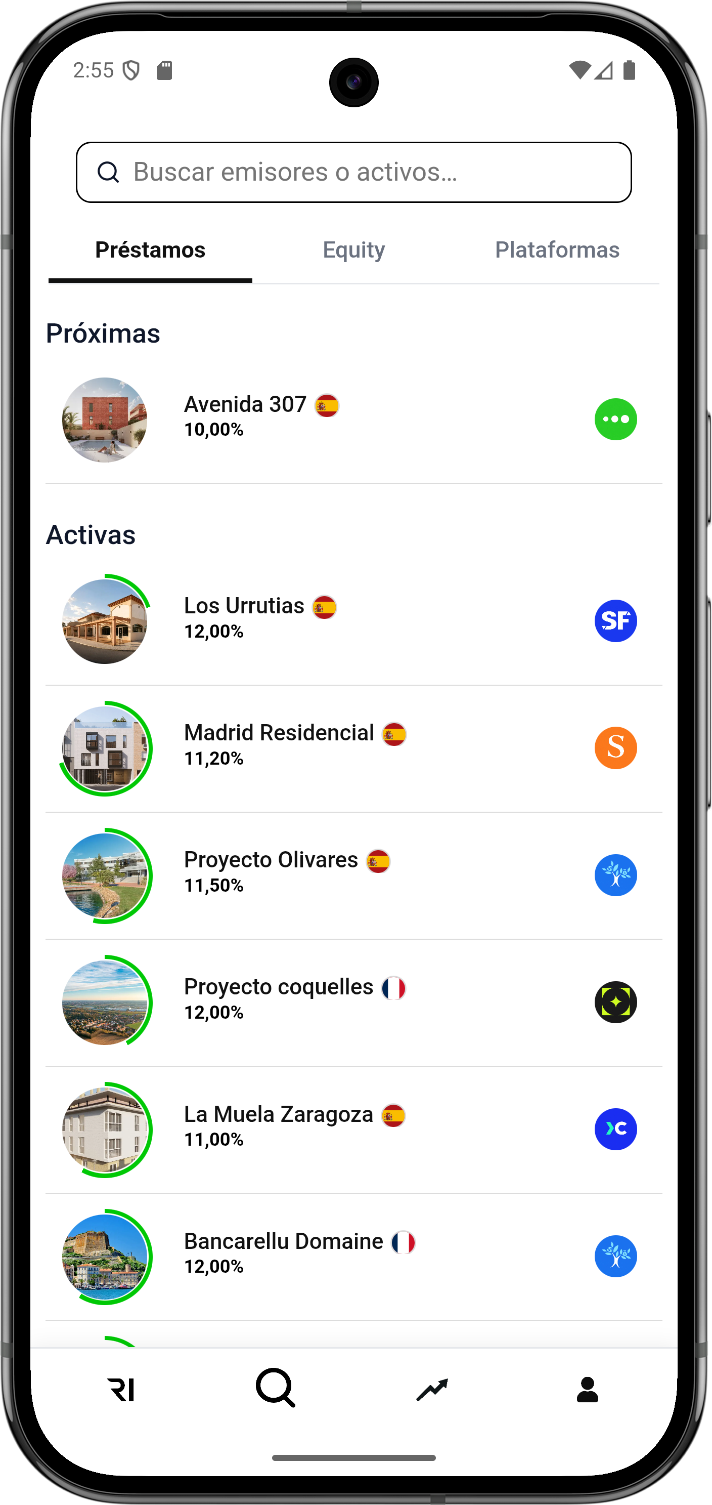 App Realty Investor en móvil